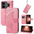 For Realme GT Neo 5 Butterfly Flower Embossed Horizontal Flip Leather Case(Pink) - 1