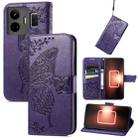For Realme GT Neo 5 Butterfly Flower Embossed Horizontal Flip Leather Case(Dark Purple) - 1