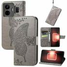 For Realme GT Neo 5 Butterfly Flower Embossed Horizontal Flip Leather Case(Gray) - 1