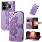 For Realme GT Neo 5 Butterfly Flower Embossed Horizontal Flip Leather Case(Light Purple) - 1