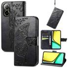 For Realme C67 4G Butterfly Love Flower Embossed Leather Phone Case(Black) - 1