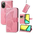 For Realme C67 4G Butterfly Love Flower Embossed Leather Phone Case(Pink) - 1