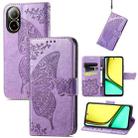 For Realme C67 4G Butterfly Love Flower Embossed Leather Phone Case(Light Purple) - 1