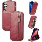 For Samsung Galaxy A25 5G Zipper Wallet Vertical Flip Leather Phone Case(Red) - 1
