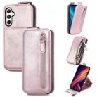 For Samsung Galaxy A25 5G Zipper Wallet Vertical Flip Leather Phone Case(Pink) - 1