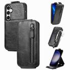 For Samsung Galaxy S23 FE 5G Zipper Wallet Vertical Flip Leather Phone Case(Black) - 1