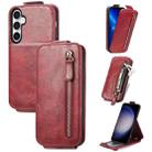 For Samsung Galaxy S23 FE 5G Zipper Wallet Vertical Flip Leather Phone Case(Red) - 1