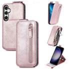 For Samsung Galaxy S23 FE 5G Zipper Wallet Vertical Flip Leather Phone Case(Pink) - 1