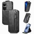 For OPPO Reno10 /10 Pro Global Zipper Wallet Vertical Flip Leather Phone Case(Black) - 1