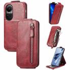 For OPPO Reno10 /10 Pro Global Zipper Wallet Vertical Flip Leather Phone Case(Red) - 1