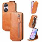 For OPPO A78 5G Zipper Wallet Vertical Flip Leather Phone Case(Brown) - 1
