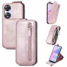 For OPPO A78 5G Zipper Wallet Vertical Flip Leather Phone Case(Pink) - 1
