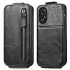 For OPPO A38 Zipper Wallet Vertical Flip Leather Phone Case(Black) - 1