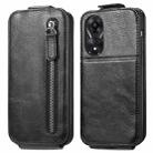 For OPPO A58 Zipper Wallet Vertical Flip Leather Phone Case(Black) - 1