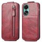 For OPPO A78 4G Zipper Wallet Vertical Flip Leather Phone Case(Red) - 1