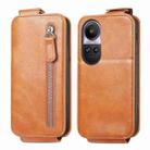 For OPPO Reno10 Pro 5G Zipper Wallet Vertical Flip Leather Phone Case(Brown) - 1