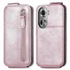 For OPPO Reno11 EU Zipper Wallet Vertical Flip Leather Phone Case(Pink) - 1