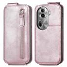 For OPPO Reno11 Pro EU Zipper Wallet Vertical Flip Leather Phone Case(Pink) - 1