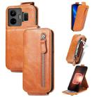 For Realme GT Neo 5 Zipper Wallet Vertical Flip Leather Phone Case(Brown) - 1