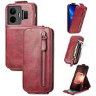 For Realme GT Neo 5 Zipper Wallet Vertical Flip Leather Phone Case(Red) - 1