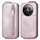 For Realme 12 Pro+ Zipper Wallet Vertical Flip Leather Phone Case(Pink) - 1