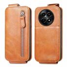For Realme 12 Zipper Wallet Vertical Flip Leather Phone Case(Brown) - 1
