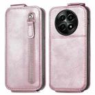 For Realme 12 Zipper Wallet Vertical Flip Leather Phone Case(Pink) - 1