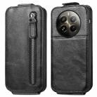For Realme 12+ Zipper Wallet Vertical Flip Leather Phone Case(Black) - 1