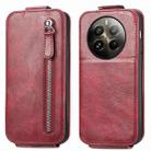 For Realme 12+ Zipper Wallet Vertical Flip Leather Phone Case(Red) - 1