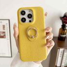 For iPhone 15 Pro Max Litchi Texture Ring Holder Shockproof Phone Case(Yellow) - 1