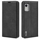 For Nokia C12 Retro-skin Magnetic Suction Leather Phone Case(Black) - 1