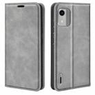 For Nokia C12 Retro-skin Magnetic Suction Leather Phone Case(Grey) - 1