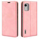 For Nokia C12 Retro-skin Magnetic Suction Leather Phone Case(Pink) - 1