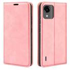 For Nokia C110 Retro-skin Magnetic Suction Leather Phone Case(Pink) - 1