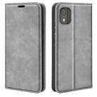 For Nokia C02 Retro-skin Magnetic Suction Leather Phone Case(Grey) - 1