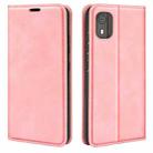 For Nokia C02 Retro-skin Magnetic Suction Leather Phone Case(Pink) - 1