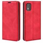 For Nokia C02 Retro-skin Magnetic Suction Leather Phone Case(Red) - 1
