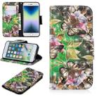 For iPhone SE 2022 / SE 2020 / 8 / 7 3D Colored Drawing Pattern Horizontal Flip Leather Case with Holder & Card Slots & Wallet(Green Butterfly) - 1