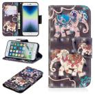 For iPhone SE 2022 / SE 2020 / 8 / 7 3D Colored Drawing Pattern Horizontal Flip Leather Case with Holder & Card Slots & Wallet(Two Elephants) - 1