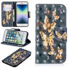 For iPhone SE 2022 / SE 2020 / 8 / 7 3D Colored Drawing Pattern Horizontal Flip Leather Case with Holder & Card Slots & Wallet(Black Background Butterfly) - 1