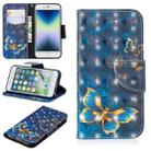 For iPhone SE 2022 / SE 2020 / 8 / 7 3D Colored Drawing Pattern Horizontal Flip Leather Case with Holder & Card Slots & Wallet(Butterfly) - 1