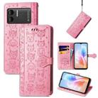 For DOOGEE X98 Pro / X98 Cat and Dog Embossed Leather Phone Case(Pink) - 1