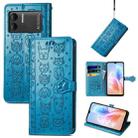 For DOOGEE X98 Pro / X98 Cat and Dog Embossed Leather Phone Case(Blue) - 1