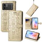 For DOOGEE X98 Pro / X98 Cat and Dog Embossed Leather Phone Case(Gold) - 1