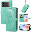 For DOOGEE X98 Pro / X98 Mandala Flower Embossed Leather Phone Case(Green) - 1