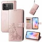 For DOOGEE X98 Pro / X98 Four-leaf Clasp Embossed Buckle Leather Phone Case(Rose Gold) - 1