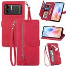 For DOOGEE X98 Pro / X98 Embossed Flower Zipper Leather Phone Case(Red) - 1