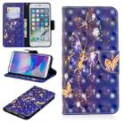 3D Colored Drawing Pattern Horizontal Flip Leather Case for iPhone 7 Plus & 8 Plus, with Holder & Card Slots & Wallet(Purple Butterfly) - 1
