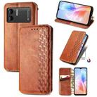 For DOOGEE X98 Pro / X98 Cubic Grid Pressed Magnetic Leather Phone Case(Brown) - 1