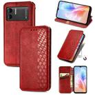 For DOOGEE X98 Pro / X98 Cubic Grid Pressed Magnetic Leather Phone Case(Red) - 1